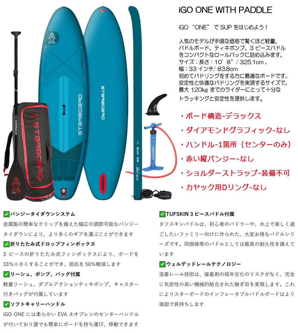 2026 STARBOARD I GO ONE WITH PADDLE DELUXE LITE 10'8 X 33 / スター