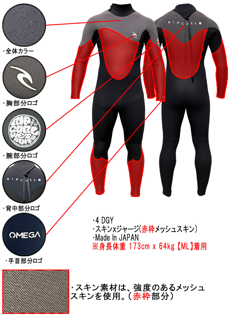 22-23 RIPCURL OMEGA SERIES BACK ZIP Q30-630 / リップ