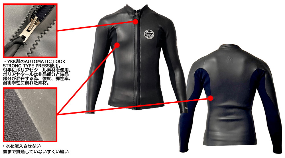 リップカール レディース フロントZIPロンスプ 2023 RIPCURL OMEGA CLASSIC FRONT ZIP LS TOP / リップカール