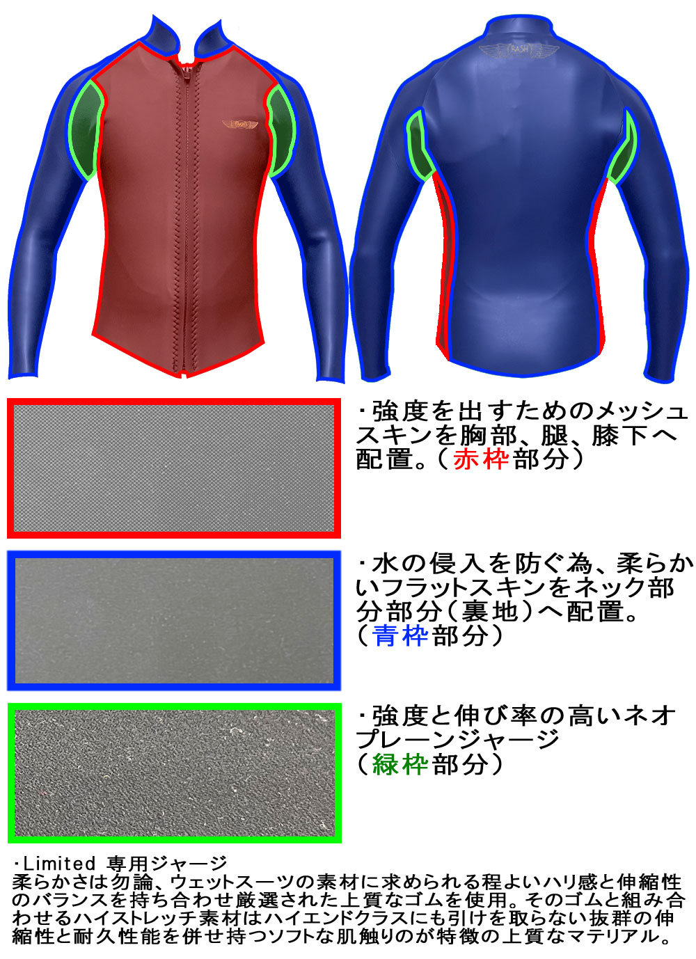 2026 RASH JB FASTENER TYPE TAPPA / ラッシュ フロントジップ 2mm ALL
