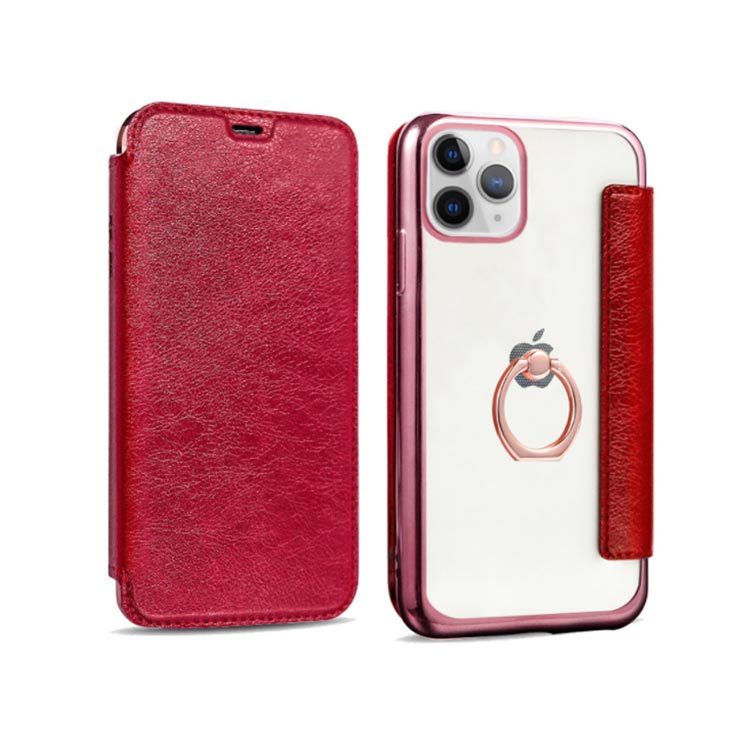 一点限定✨iPhone11 pro ケースリング スマホカバー　ピンク　携帯 リング付き 手帳型 ケース クリア カード収納 スマホケース クリア