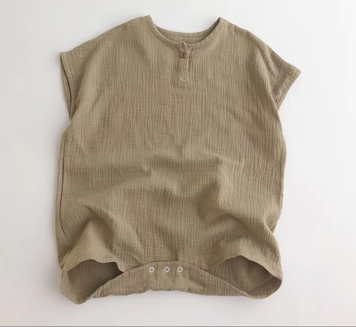 送料無料 ベビーロンパース サロペット インナー ロンパース 70-100cm 女の子 男の子 オシャレ キッズ ベビー 半袖 綿麻 リネン コットン |  | 01