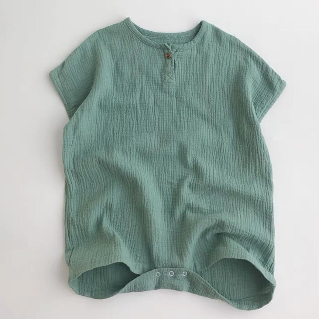 送料無料 ベビーロンパース サロペット インナー ロンパース 70-100cm 女の子 男の子 オシャレ キッズ ベビー 半袖 綿麻 リネン コットン |  | 02