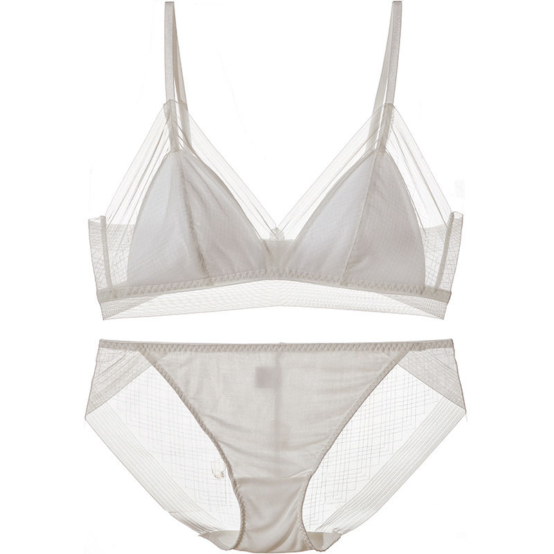 シルク100％カップ ブラ ノンワイヤーブラセット ブラジャー ショーツ