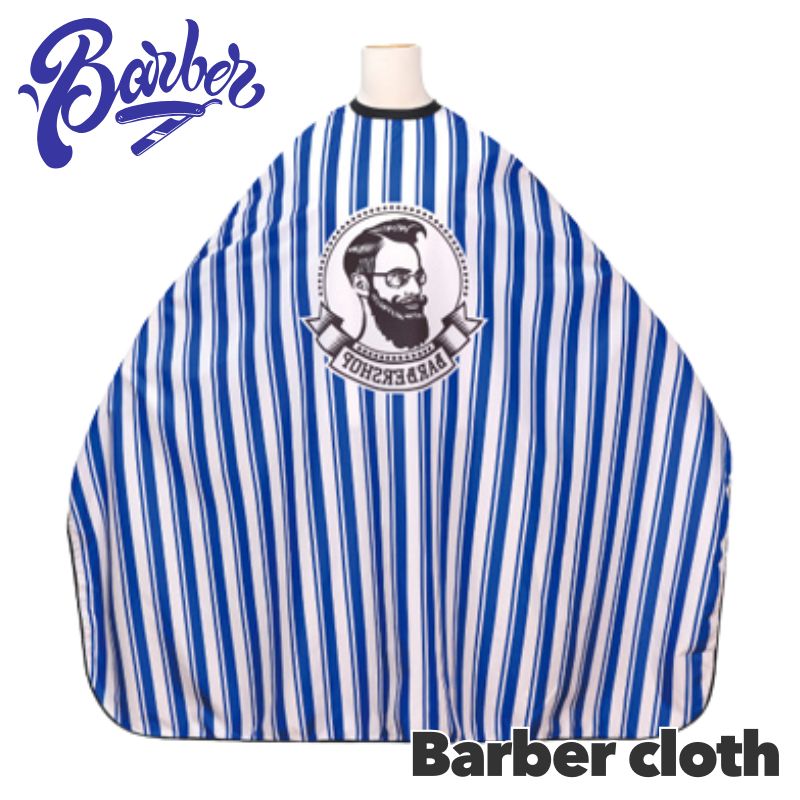 バーバー カットクロス プリント入り 散髪ケープ バーバークロス 袖なし 総柄 おしゃれ 理容室 プロ用 セルフカット WJ-7031 | ブランド登録なし