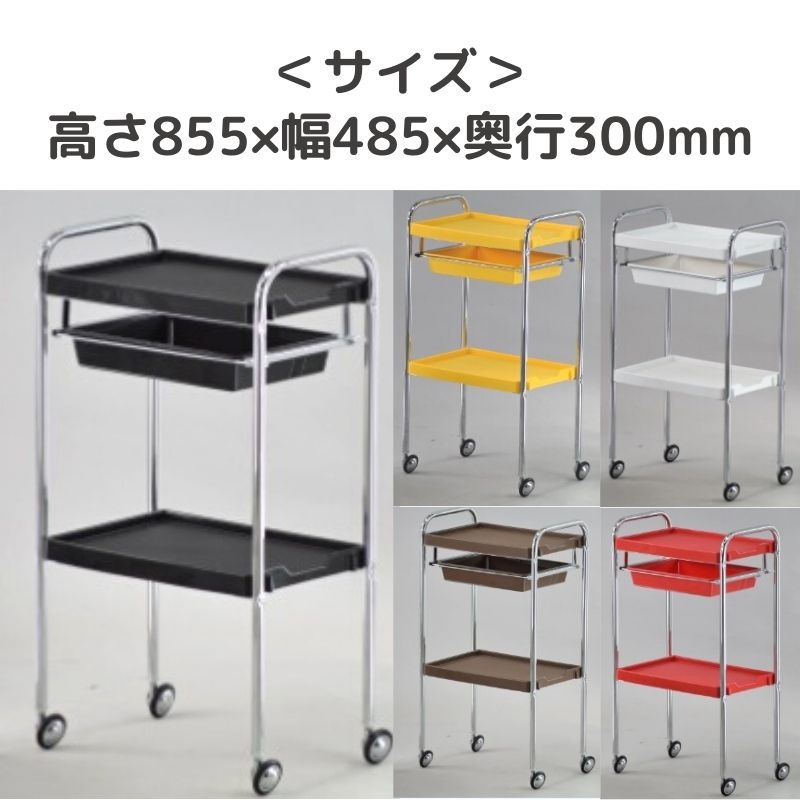 美容室ワゴン キャスター付き メッキ仕上げ TR-170 メッキワゴン 両面