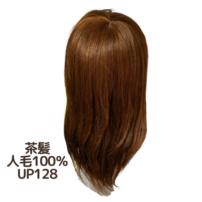 美容師 アップウィッグ 人毛100％ ヘアアレンジ アップスタイル 練習用 茶髪 UP128 マネキンヘッド