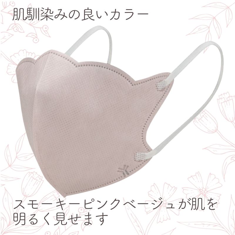 かわいいフラワーカットのマスク 1袋 ヨコイ フラワーマスク Bloom ピンクベージュ 5枚入り 約120mm×125mm 大人 おとな FF05-BE 全国送料無料 | ヨコイ | 04