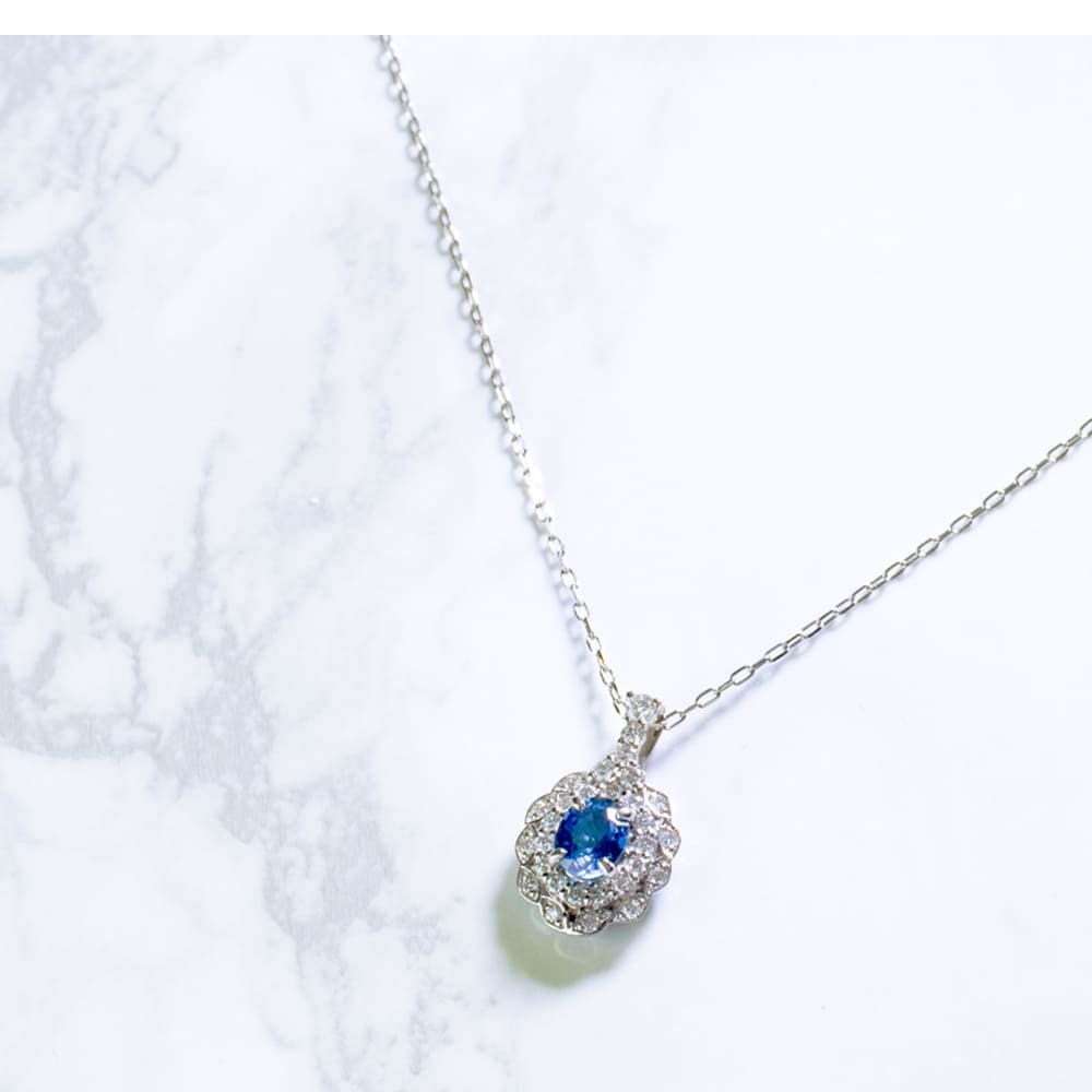 ネックレス ジュエリー サファイア 0.46ct ダイヤモンド 0.22ct Pt900