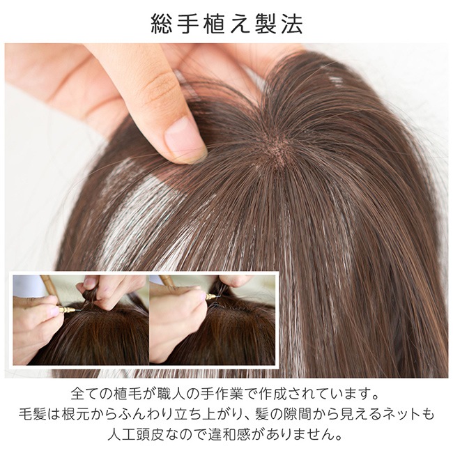 Brightlele 総手植え 前髪ウィッグ つむじ 自然 シースルー前髪