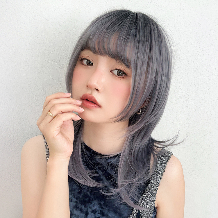 Brightlele ウィッグ 自然 ミディアム ウルフ セミロング ウルフ