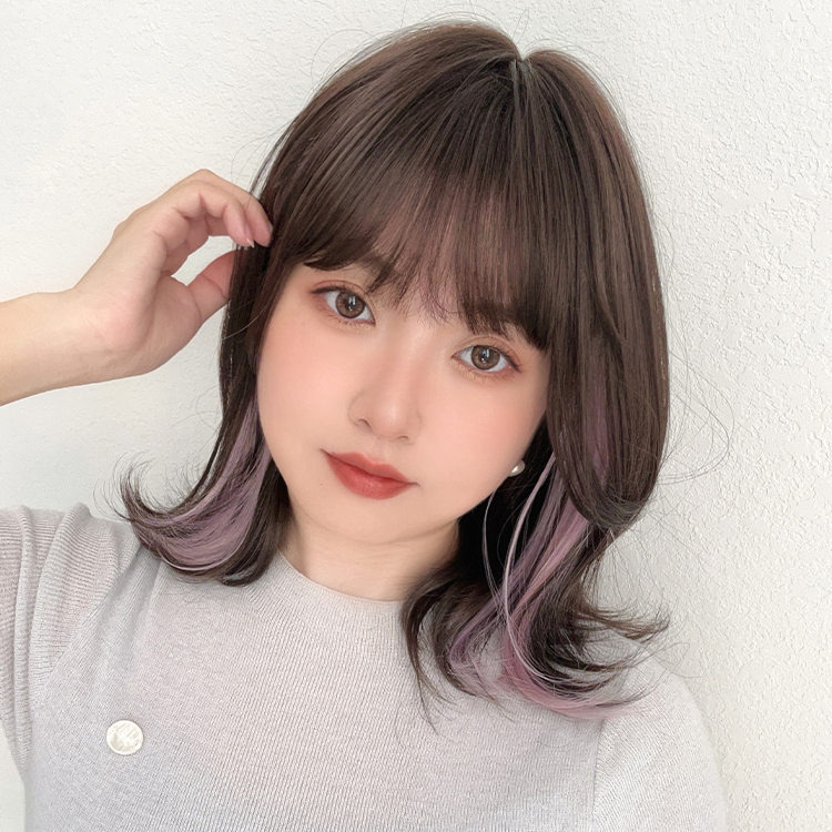 Brightlele ウィッグ レディース ミディアム ボブ フルウィッグ