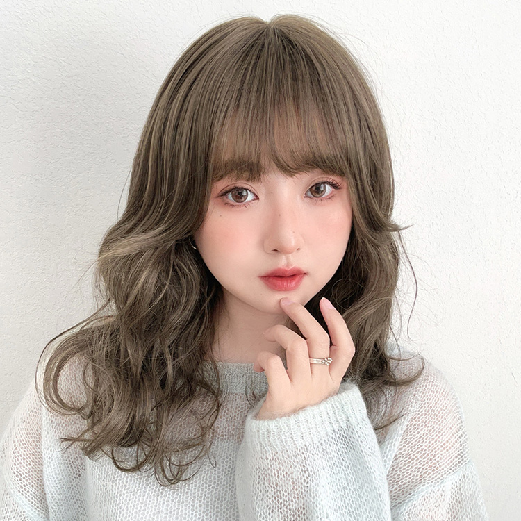 美品 フォンテーヌ 人毛100%フルウィッグ ブラウン系 ウェーブ パーマ dp133d4_1.jpg