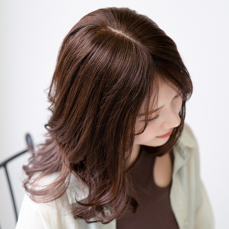 豊富な人気SALEレディース ポイント ヘアピース 人毛 100% 栗色 毛量少なめM その他