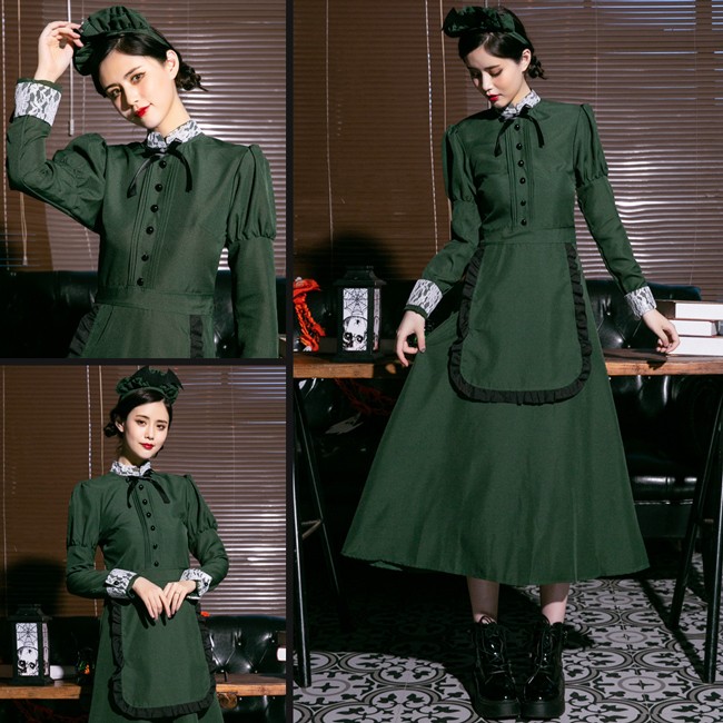 ランキング受賞 訳あり品 即納 洋館メイド 洋風メイド かわいい 可愛い セクシー みどり グリーン 緑 レディース ワンピース ロング 丈 スカート エプロン 大人 女性 コスプレ 可愛いコスプレ ハロウィン Malymoon マリームーン 77 Wake あす楽対応 売り尽くし価格
