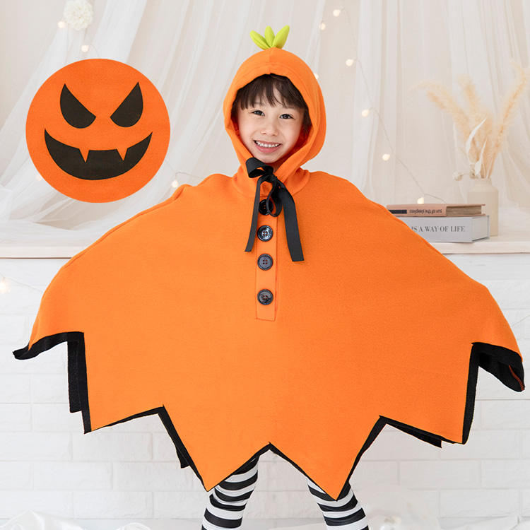 子ども フード付き おばけポンチョ Mサイズ ハロウィン 仮装 男の子 女の子 Brightlele ハロウィン 衣装 子供 仮装 コスプレ キッズ 女の子