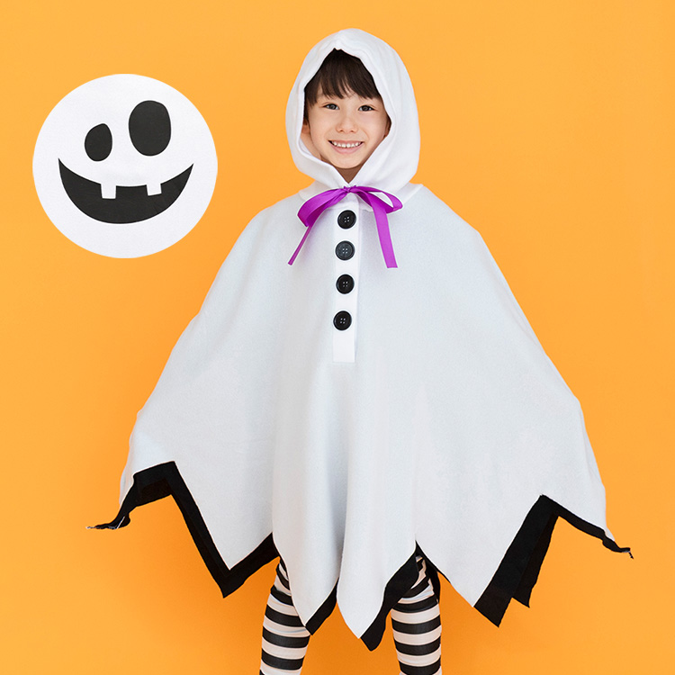 子ども フード付き おばけポンチョ Mサイズ ハロウィン 仮装 男の子 女の子 子ども フード付き おばけポンチョ Mサイズ ハロウィン 仮装