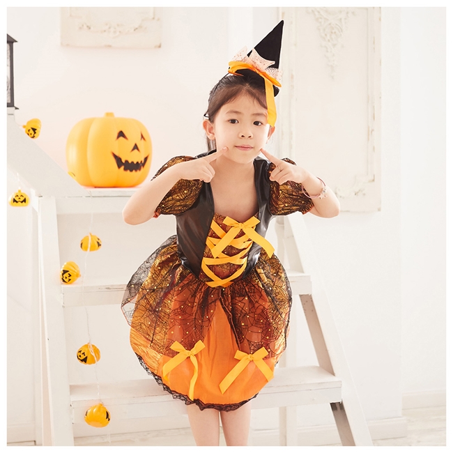 Brightlele ハロウィン コスプレ 衣装 子供 かぼちゃ 魔女 Brightlele ハロウィン コスプレ 衣装 子供 かぼちゃ 魔女