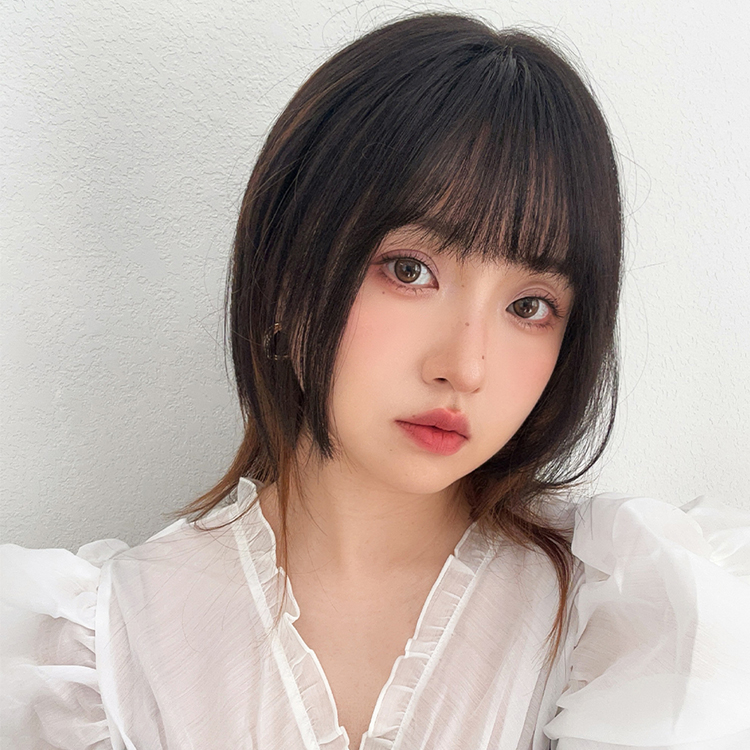部分ウィッグ 人毛ミックス 自然 呼吸ウィッグ サイドフェイスベール トップヘアピース ウィッグ バレない 医療用 総手植え かつら 白髪隠し 前髪 涼しいの画像