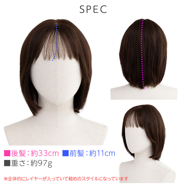 Brightlele 医療用ウィッグ 人毛100% 部分手植え ウィッグ