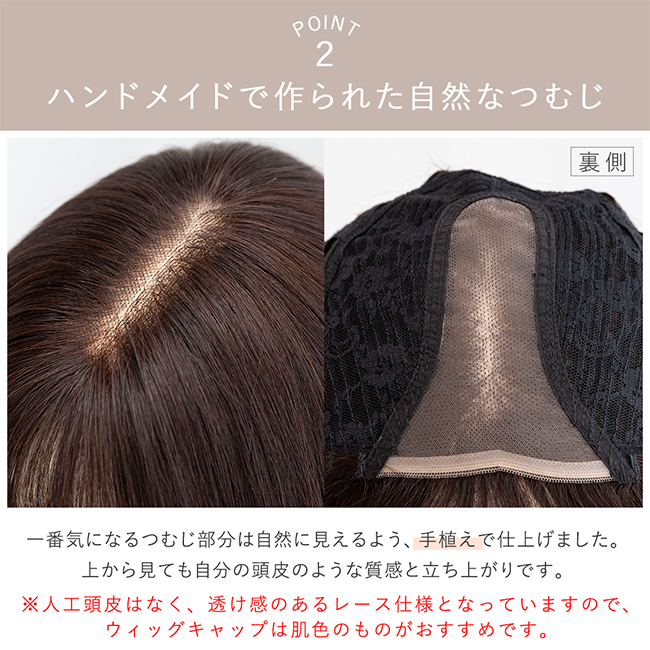 Brightlele 医療用ウィッグ 人毛100% 部分手植え ウィッグ
