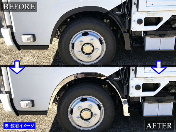 いすゞ エルフ 超鏡面 ステンレス メッキ フェンダー バーフェン