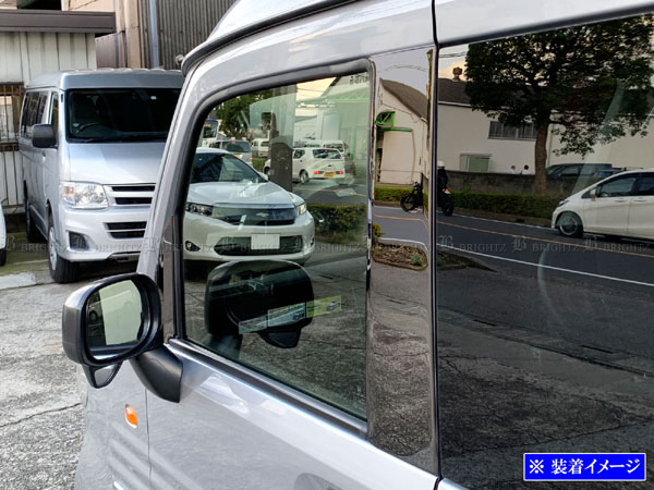 N-VAN JJ1 JJ2 超鏡面 ステンレス ブラック メッキ ピラー ウィンドー