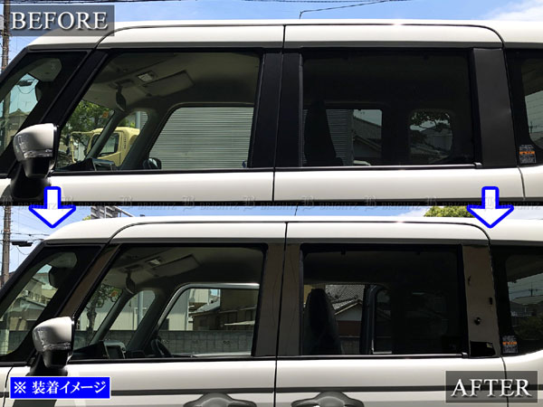 【フルセット祭り】スペーシアギアMK54S/94S　超鏡面ブラックメッキピラー スペーシアギア MK54S MK94S 超鏡面 ステンレス ブラック メッキ