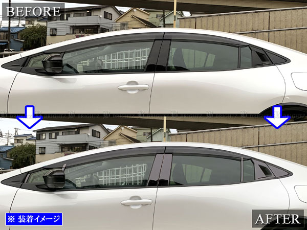 プリウス ZVW60 ZVW65 超鏡面 ステンレス ブラック メッキ リア ピラー