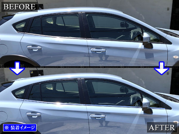 インプレッサスポーツ GT6 GT7 超鏡面 ステンレス メッキ ウィンドウ