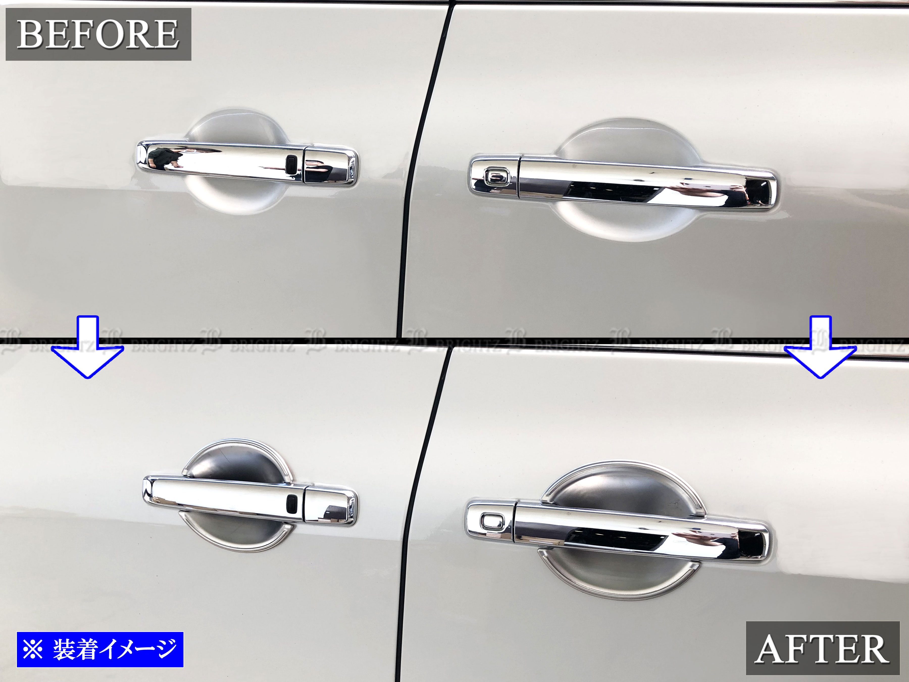 エルグランド E52 TE52 TNE52 超鏡面 ステンレス メッキ ドア ハンドル
