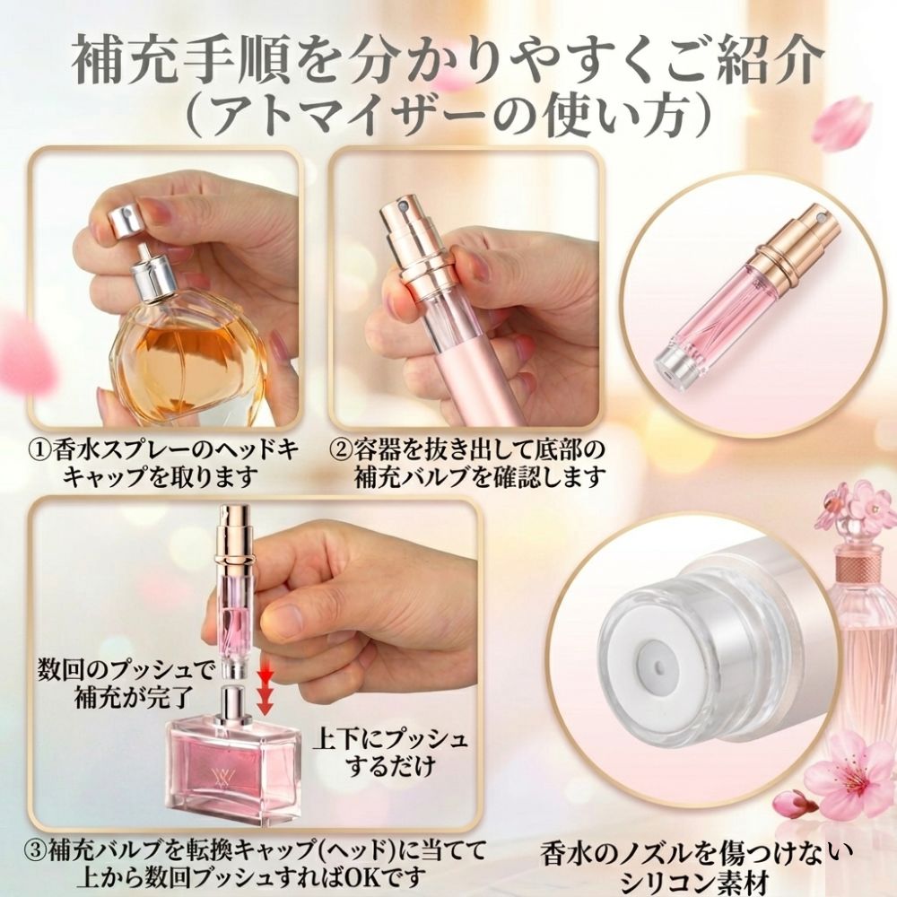 アトマイザー 香水 5ml 底部充填 ワンプッシュ クイック ガラス