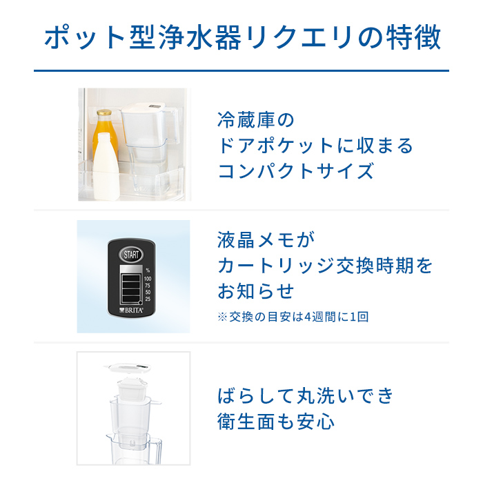 本体のみ]ブリタ 浄水器 リクエリろ過水容量:1.15L(全容量:2.2L