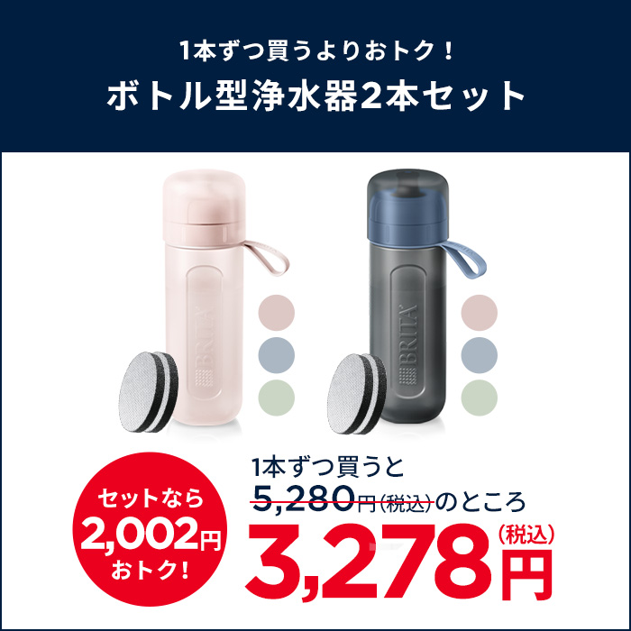 お得な2本セット 浄水器 ブリタ brita 公式 ボトル型浄水器 アクティブ 2本セット カートリッジ4個付 全容量0.6L PFAS (PFOS/PFOA) 除去 関連画像1