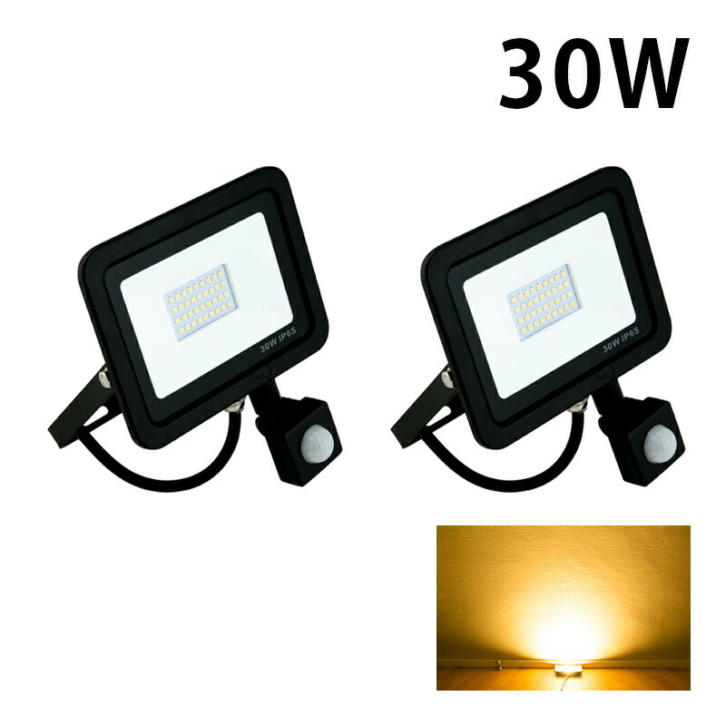 2個セット LED投光器 センサー 電球色 昼光色 黒 30W IP65 屋内 屋外 防塵 耐塵 防水 LES030--2 ビームテック | Beamtec | 01
