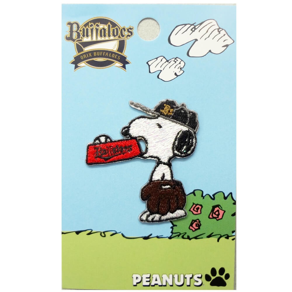 刺繍 デコシール SNOOPY スヌーピー オリックス・バファローズ 野球 キャラ マーク プレゼント デコレーションシール スマホ 携帯 アイロン不可｜broderie01｜03