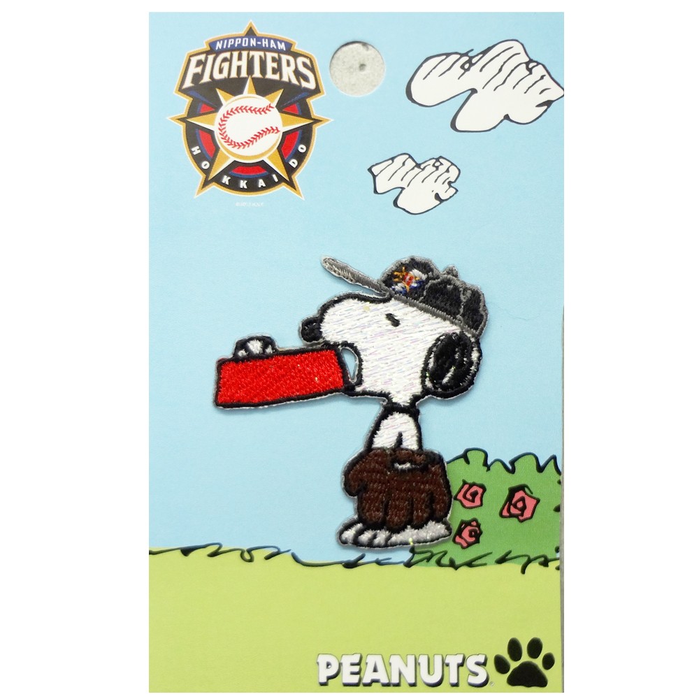 刺繍 デコシール SNOOPY スヌーピー 北海道日本ハムファイターズ 野球 キャラ マーク プレゼント デコレーションシール スマホ 携帯 アイロン不可｜broderie01｜03