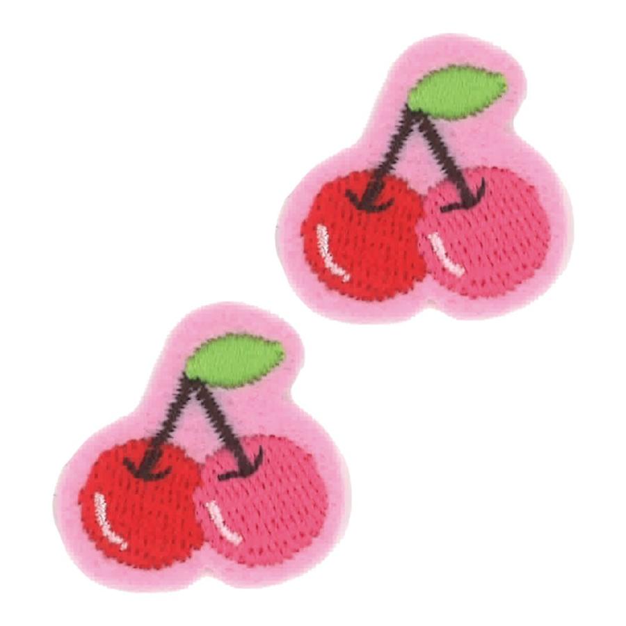 ワッペン アイコン ピンク ハート イチゴ 2枚セット アイロン 刺繍 マーク シンプル プレゼント 服 ワンポイント かわいい :ic022