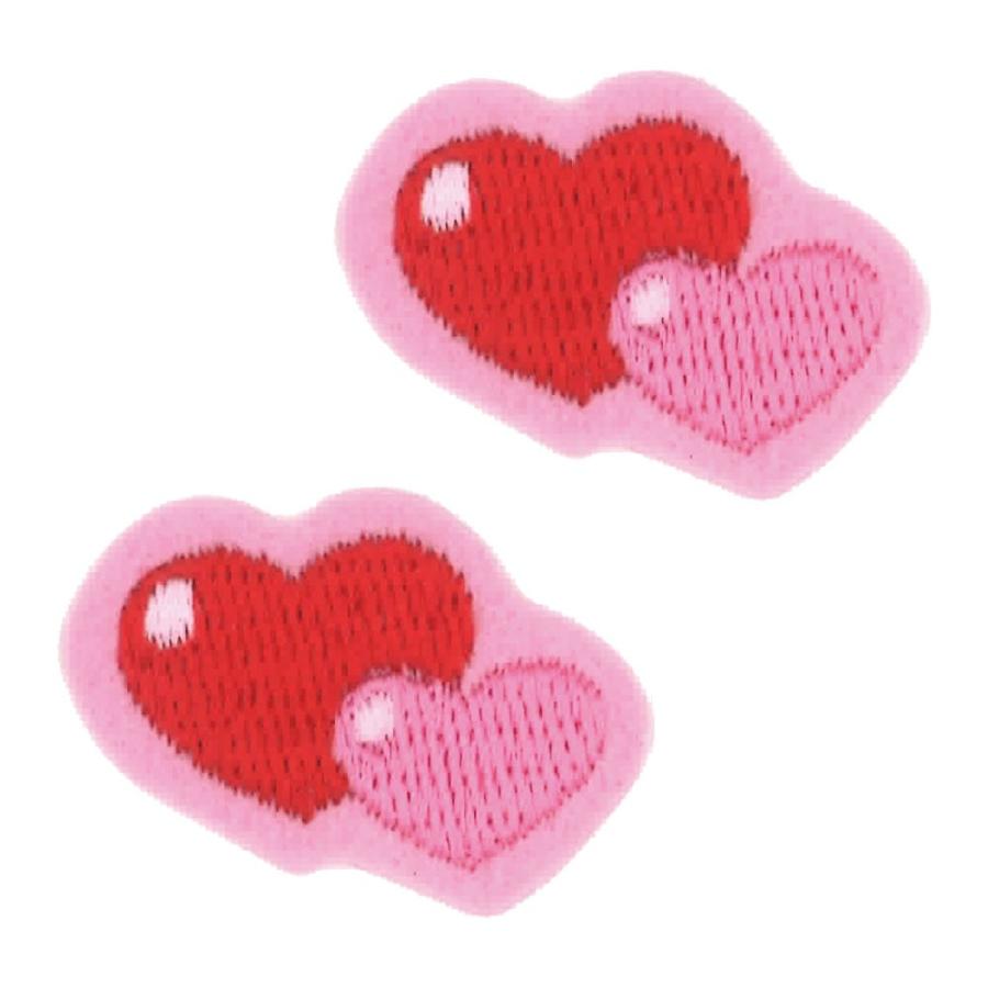 ワッペン アイコン ピンク ハート イチゴ 2枚セット アイロン 刺繍 マーク シンプル プレゼント 服 ワンポイント かわいい :ic022