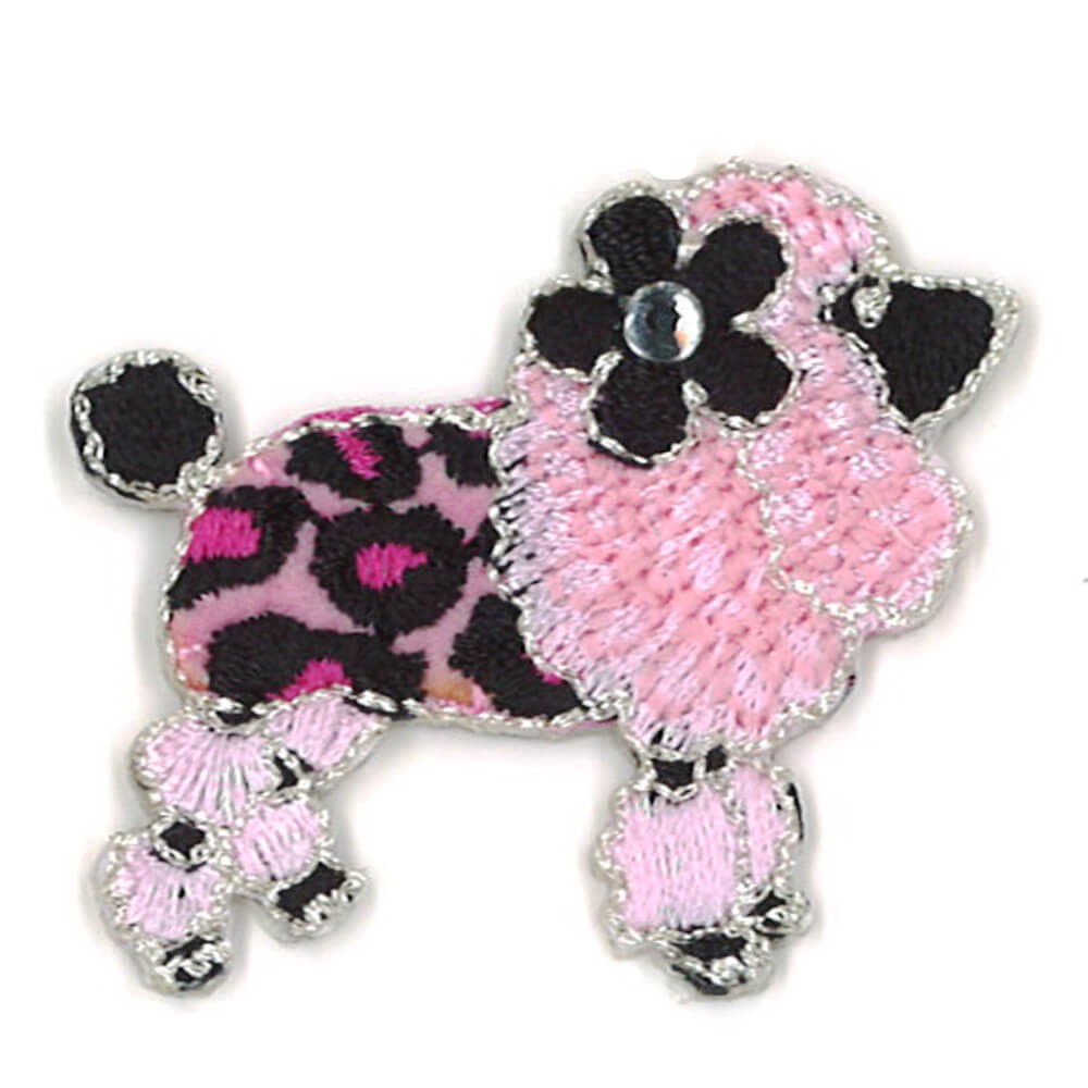 ブロドリー ワッペン ピンク ヒョウ柄 ラインストーン アイロン 刺繍