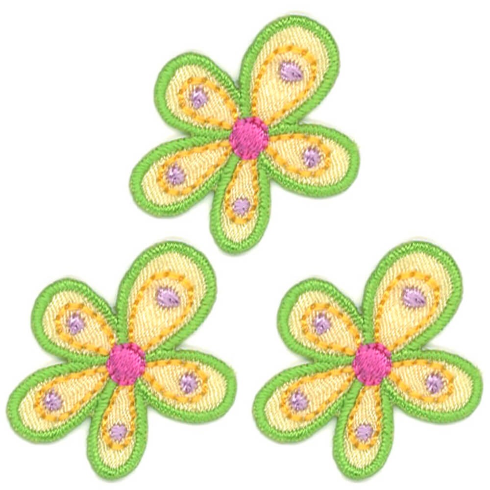 ブロドリー ワッペン 花びら 花 小 3枚セット アイロン 刺繍 マーク