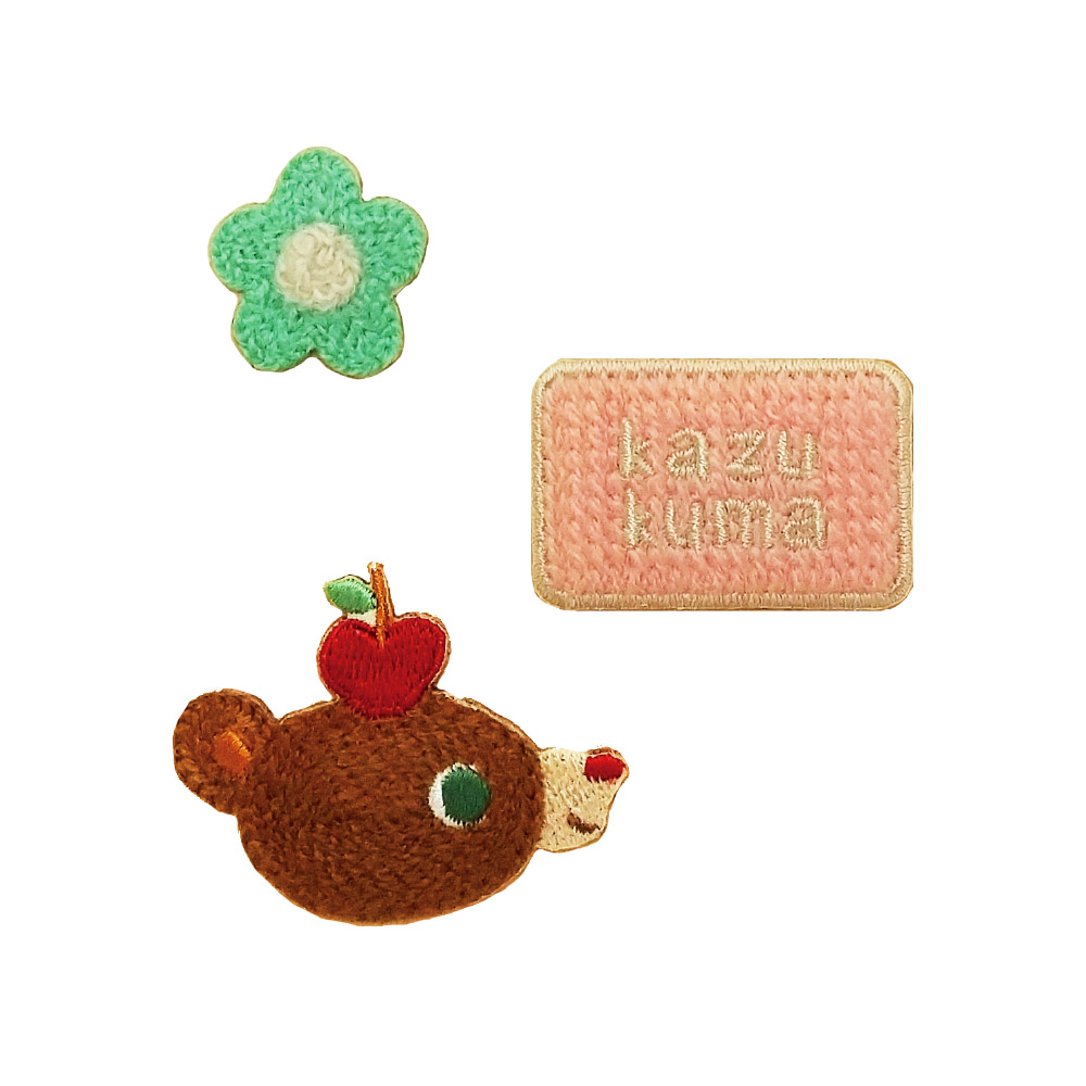 かずくま ワッペン 大 アイロン シール かわいい 刺繍 グッズ