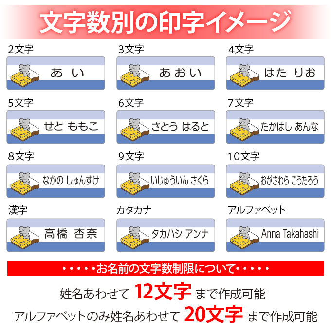 お名前シール ねずみのANDY 防水 耐水 名前入り ネームシール 名前しー