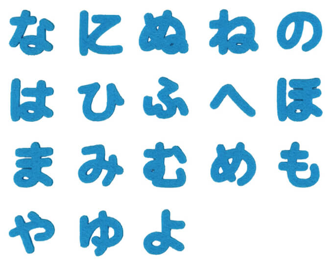 ブロドリー 文字ワッペン ひらがな フェルト ミニ な〜や行 3枚 名前