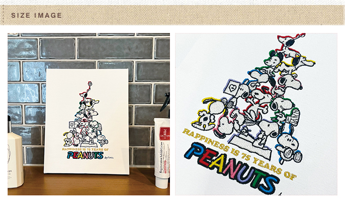 SNOOPY PEANUTS 75周年 刺しゅうキャンバスアート スヌーピー