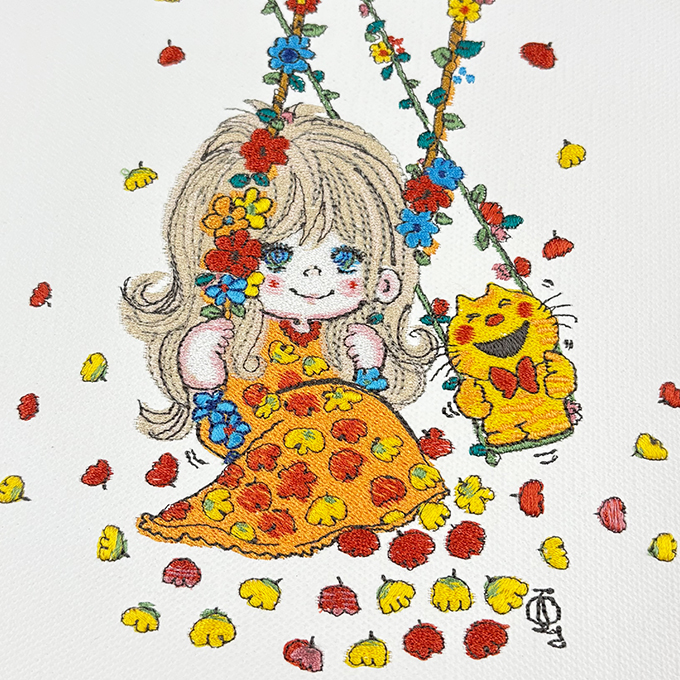 水森亜土 刺しゅうキャンバスアート 亜土ちゃん グッズ : 名入れ
