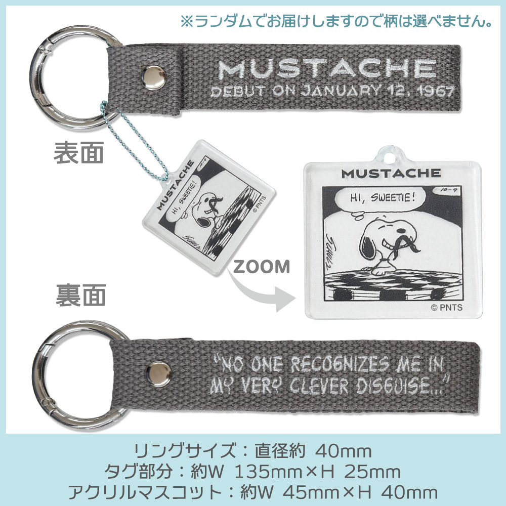 SNOOPY（スヌーピー） PEANUTS モノトーン 刺繍タグキーホルダー