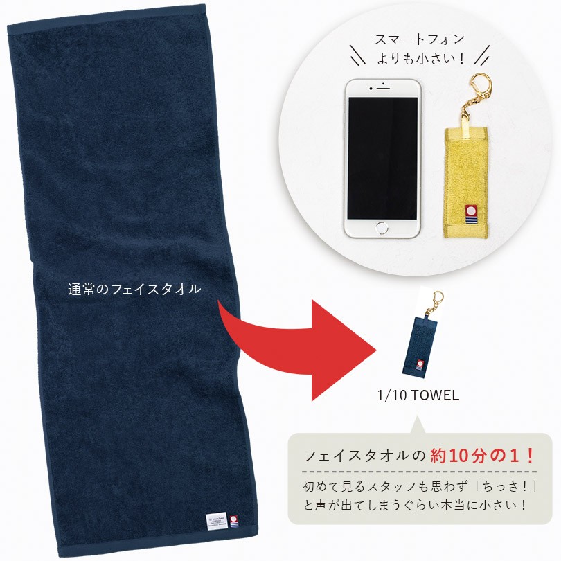 今治タオル 1/10TOWEL ストラップ ミニチュア 小さなタオル 10分の1タオル キーホルダー 送料無料 (ネコポス)