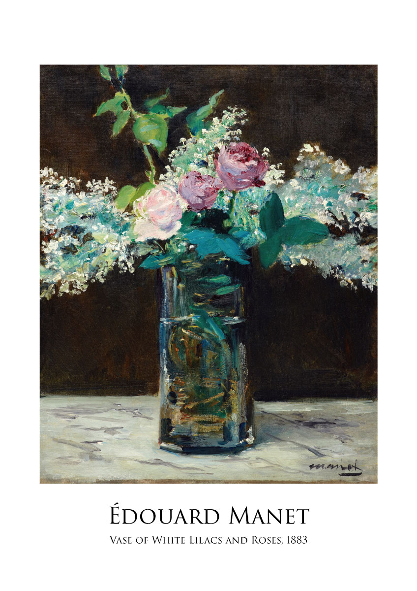 アートポスター エドゥアール・マネ 花瓶のライラックとバラ 薔薇 絵画