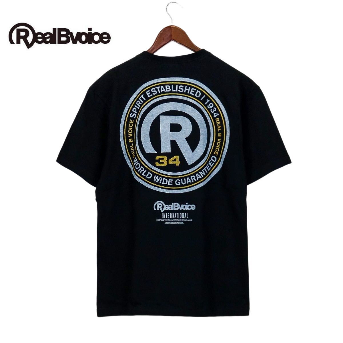 リアルビーボイス REAL B VOICE 半袖Tシャツ 10371-11496 Rマーク ベーシックＴシャツ サーフ ブラック